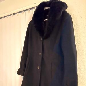 Ralph Lauren Faux Fur Trim Walker Coat